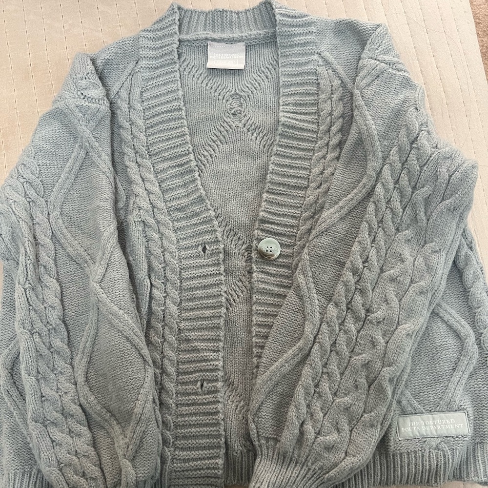 NEW Authentic Taylor Swift Tortured Poets Dept. TTPD Grey Cardigan Sweater -XS/S
